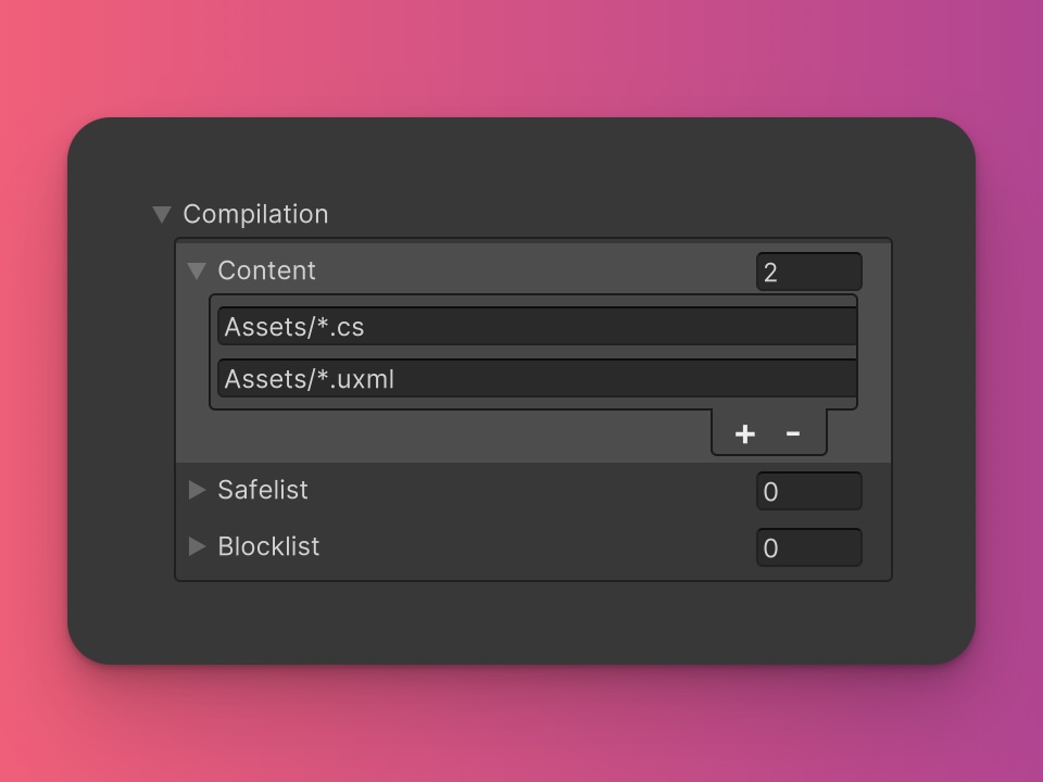 Compilation section in Theme Config Asset