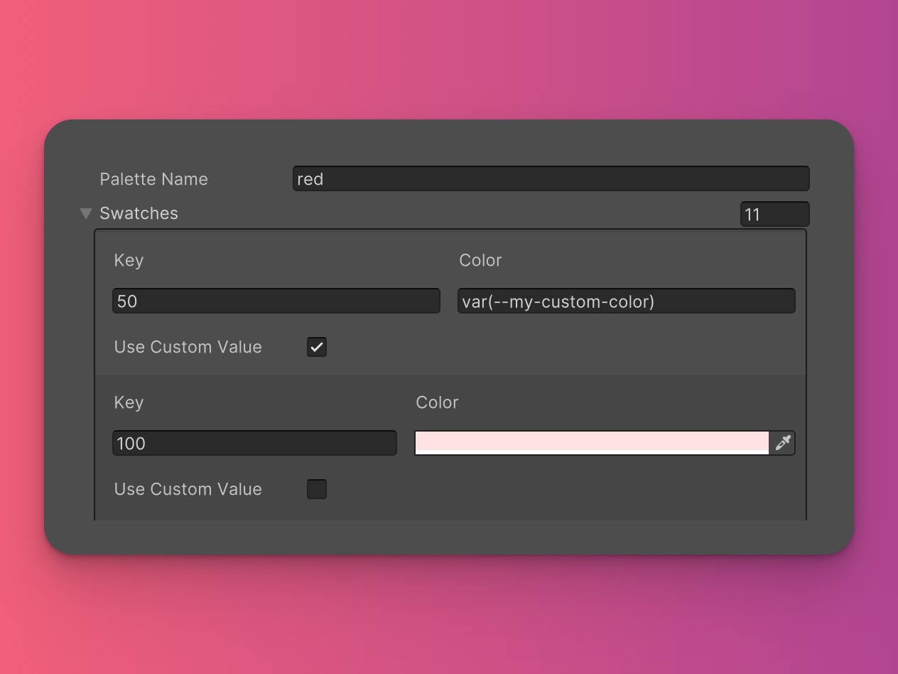 Raw String Values in Color Swatch